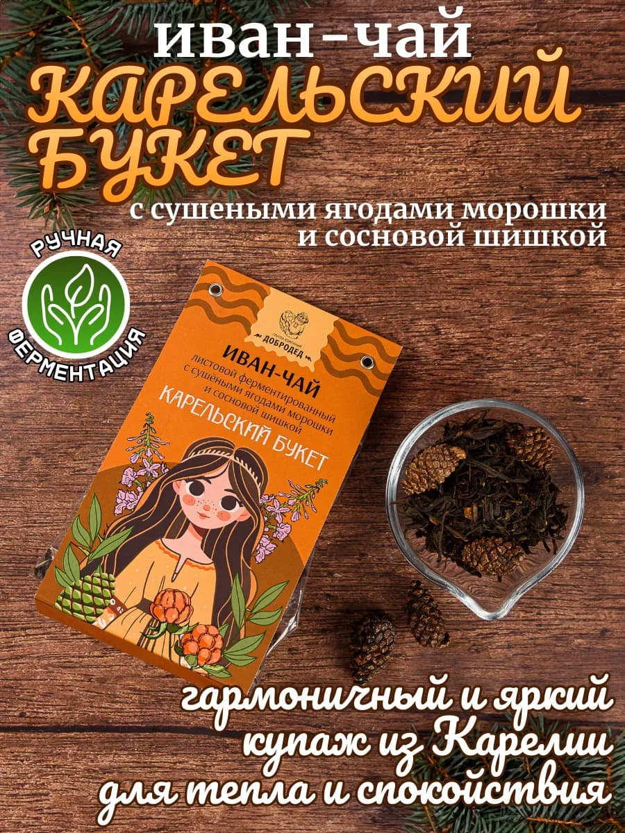 Иван чай ферментированный с морошкой и шишками