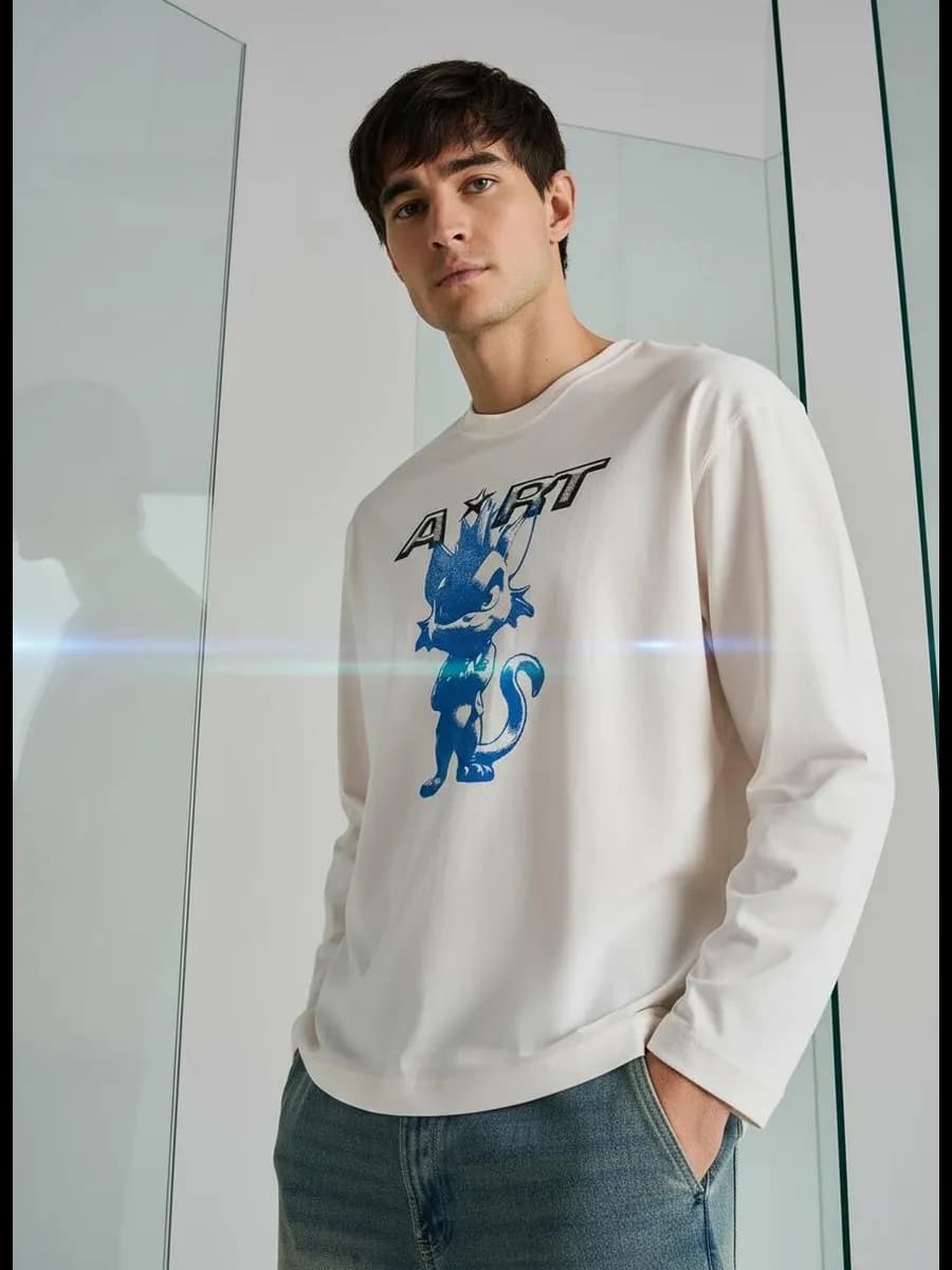 Лонгслив хлопковый с принтом