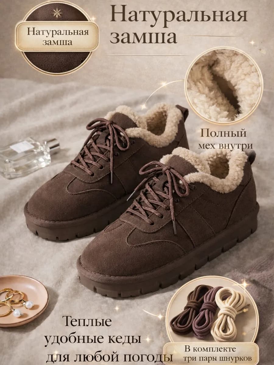Кеды зимние замшевые