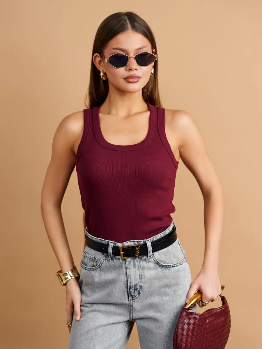 Майка базовая спортивная под пиджак в рубчик