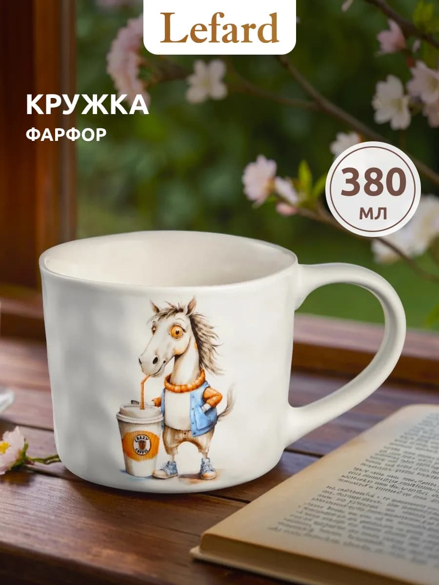 Кружка 380 мл для чая и кофе "Символ года 2026" фарфоровая