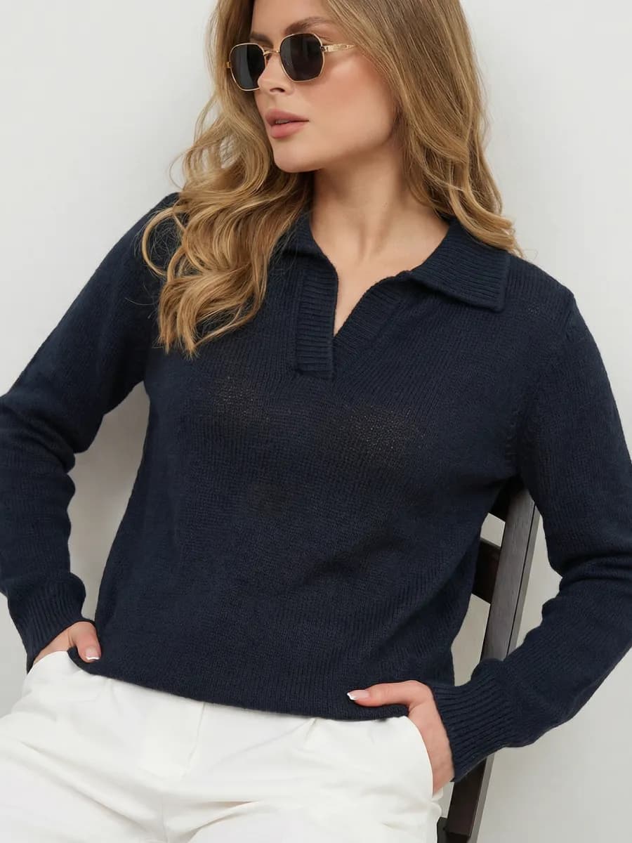 Джемпер поло с длинным рукавом