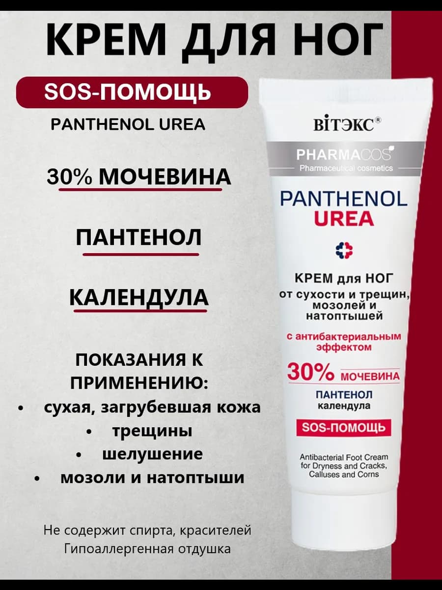 Крем для ног от сухости трещин и мозолей Panthenol Urea