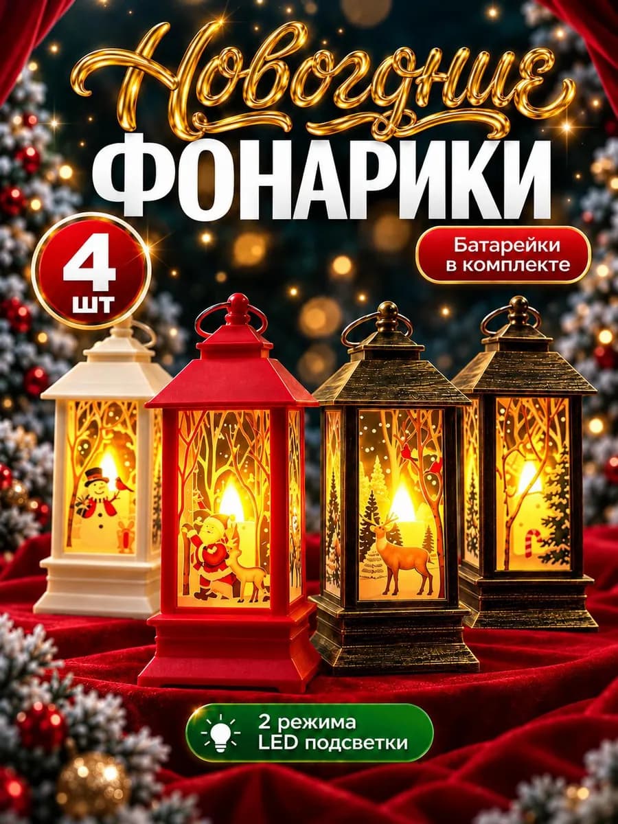 Фонари новогодние светящиеся украшение на новый год
