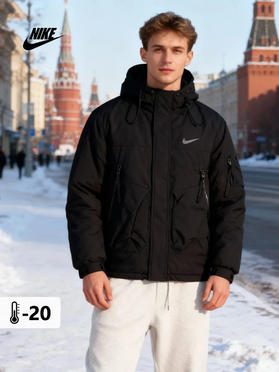 Зимняя куртка парка с капюшоном утеплённая для отдыха