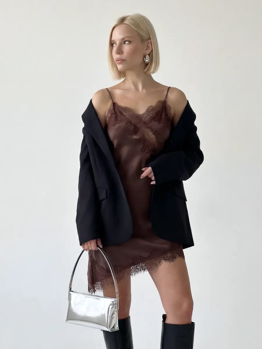 Топ кружевной удлиненный в бельевом стиле