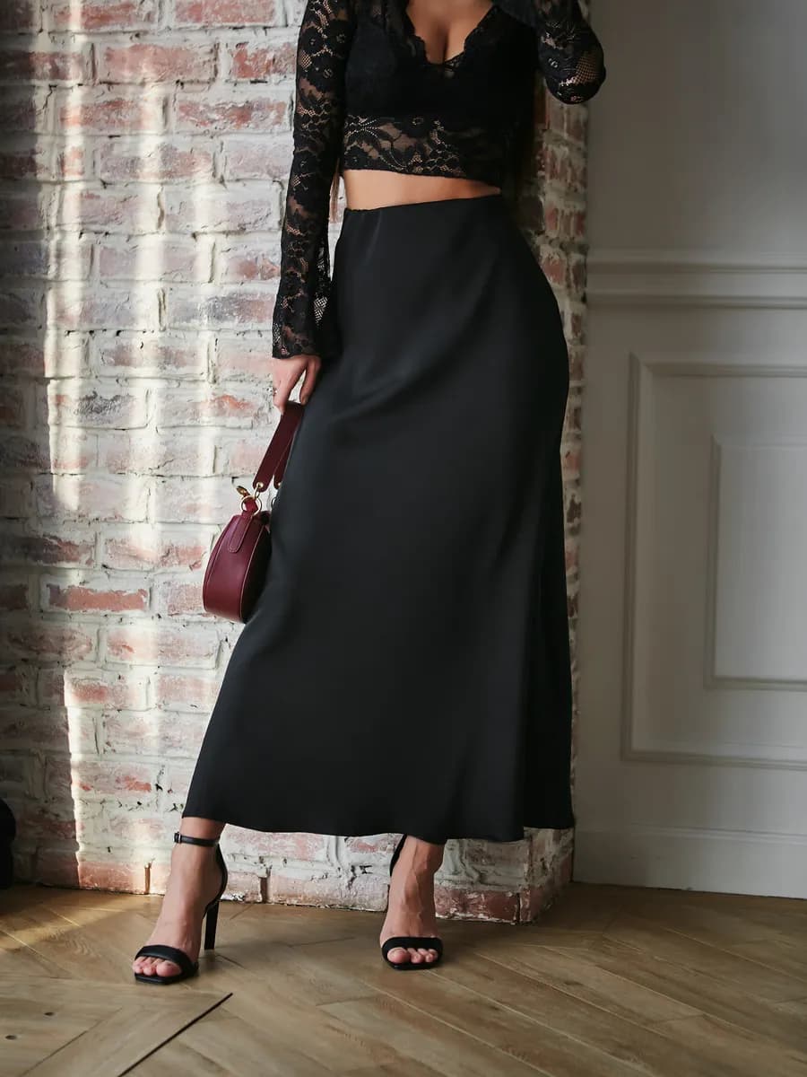 Юбка атласная макси длинная