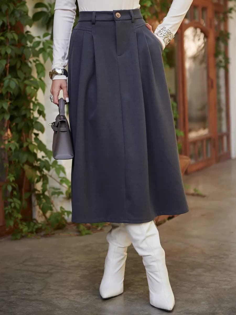 Юбка теплая офисная миди стильная