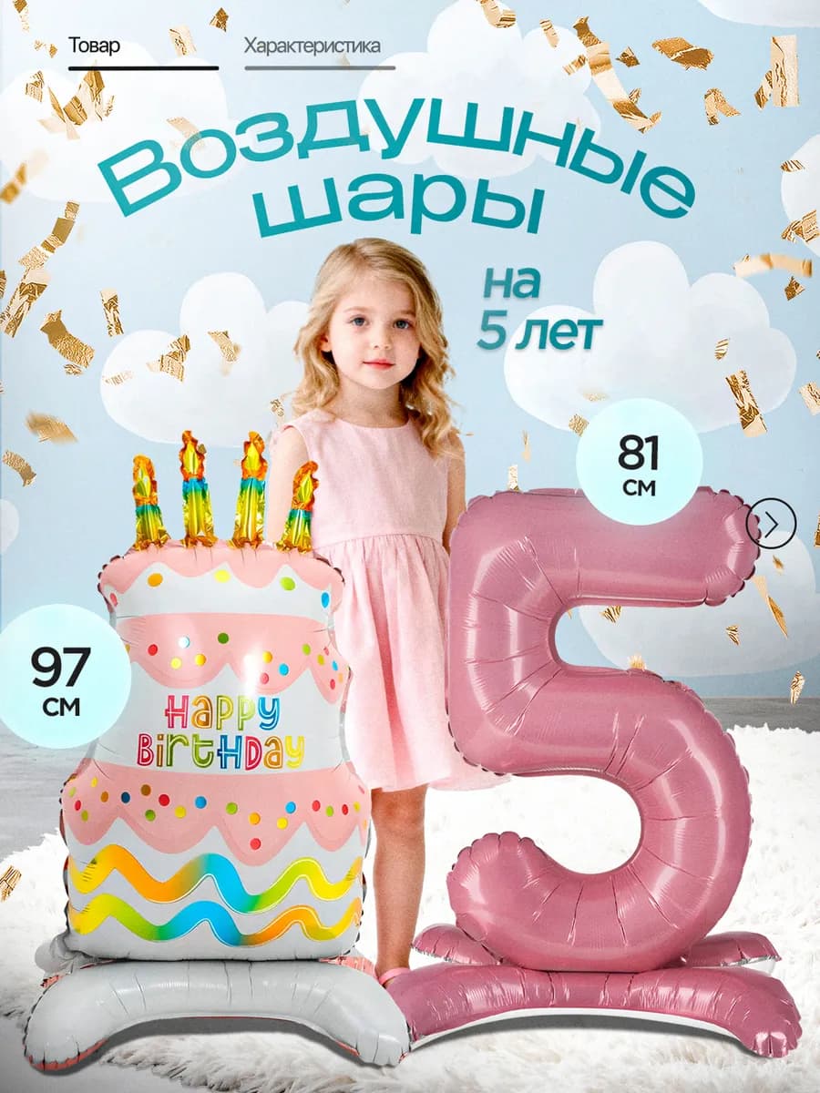 Шар фольгированный фотозона на день рождения девочке 5 лет - фото 1