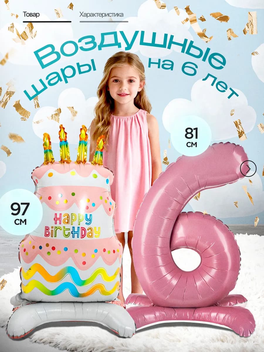 Шар фольгированный фотозона на день рождения девочке 6 лет