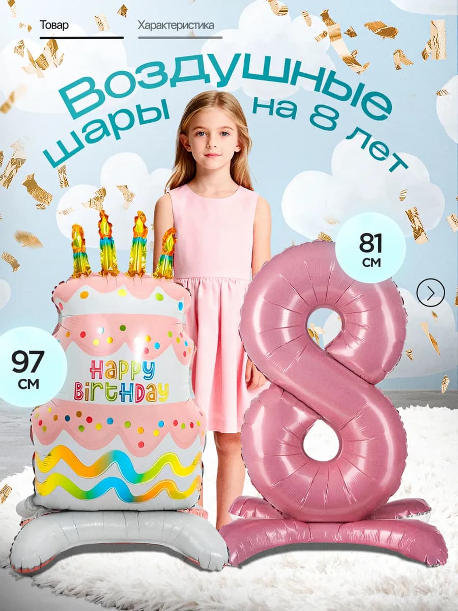 Шар фольгированный фотозона на день рождения девочке 8 лет