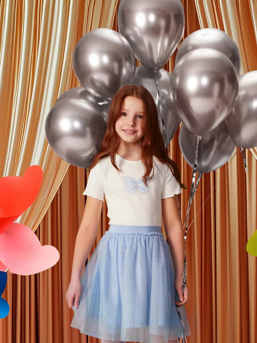 Футболка Для Девочек С Круглым Вырезом И Отделкой Стразами