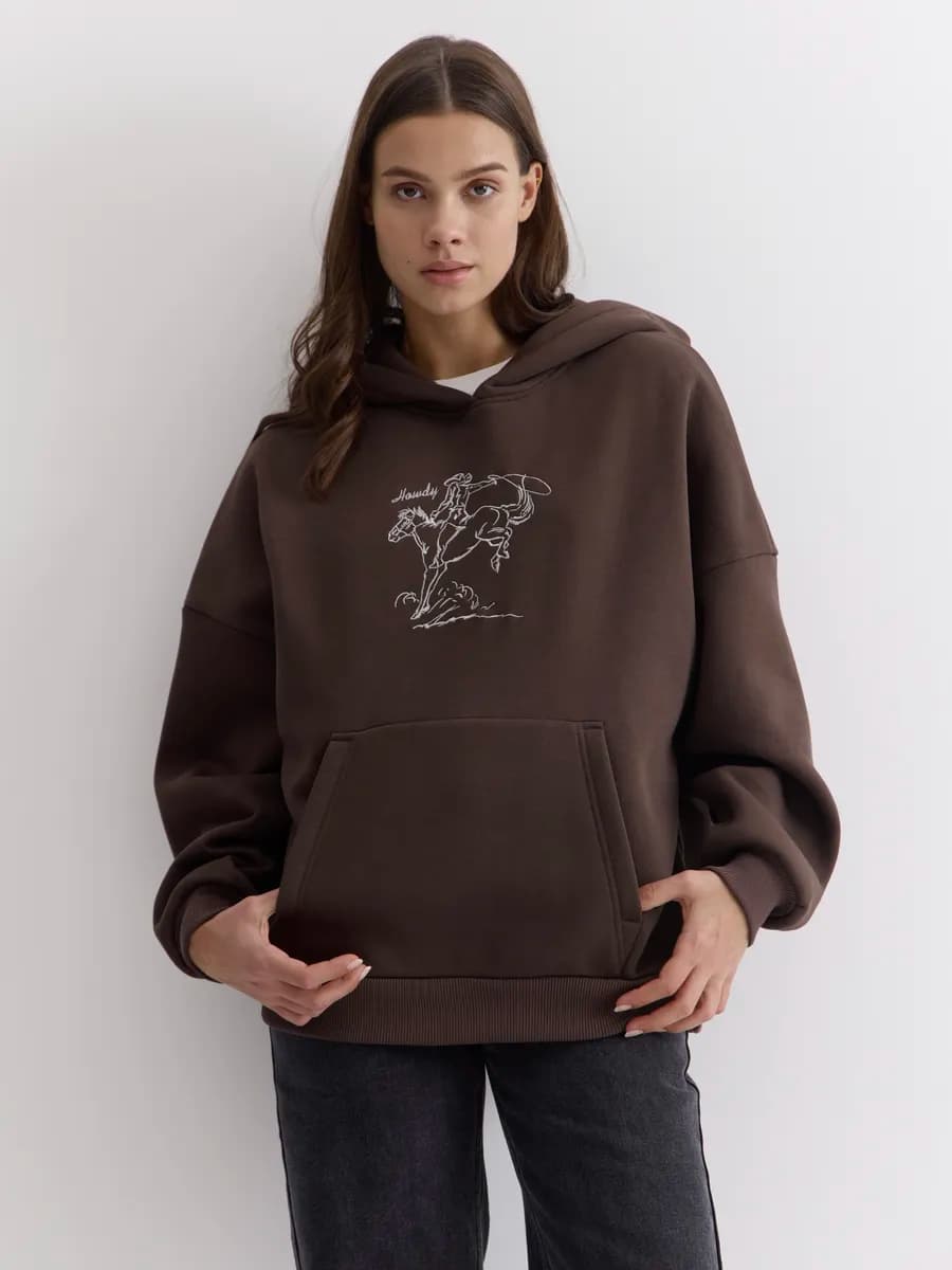 Худи оверсайз утепленное с вышивкой