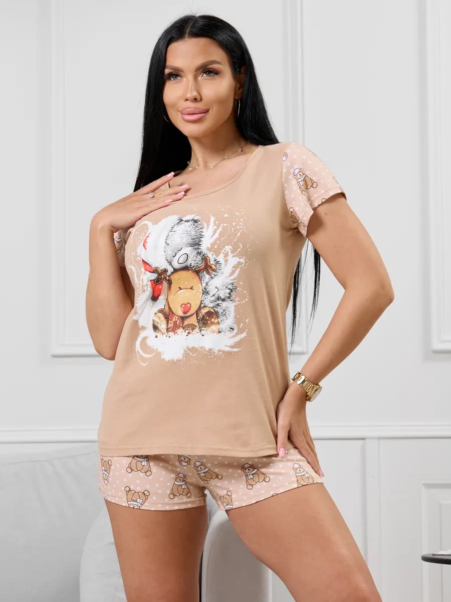 Пижама с шортами больших размеров домашняя