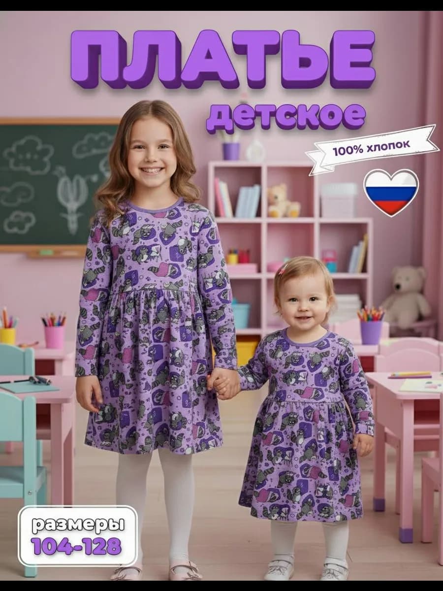 Платье в садик с длинным рукавом