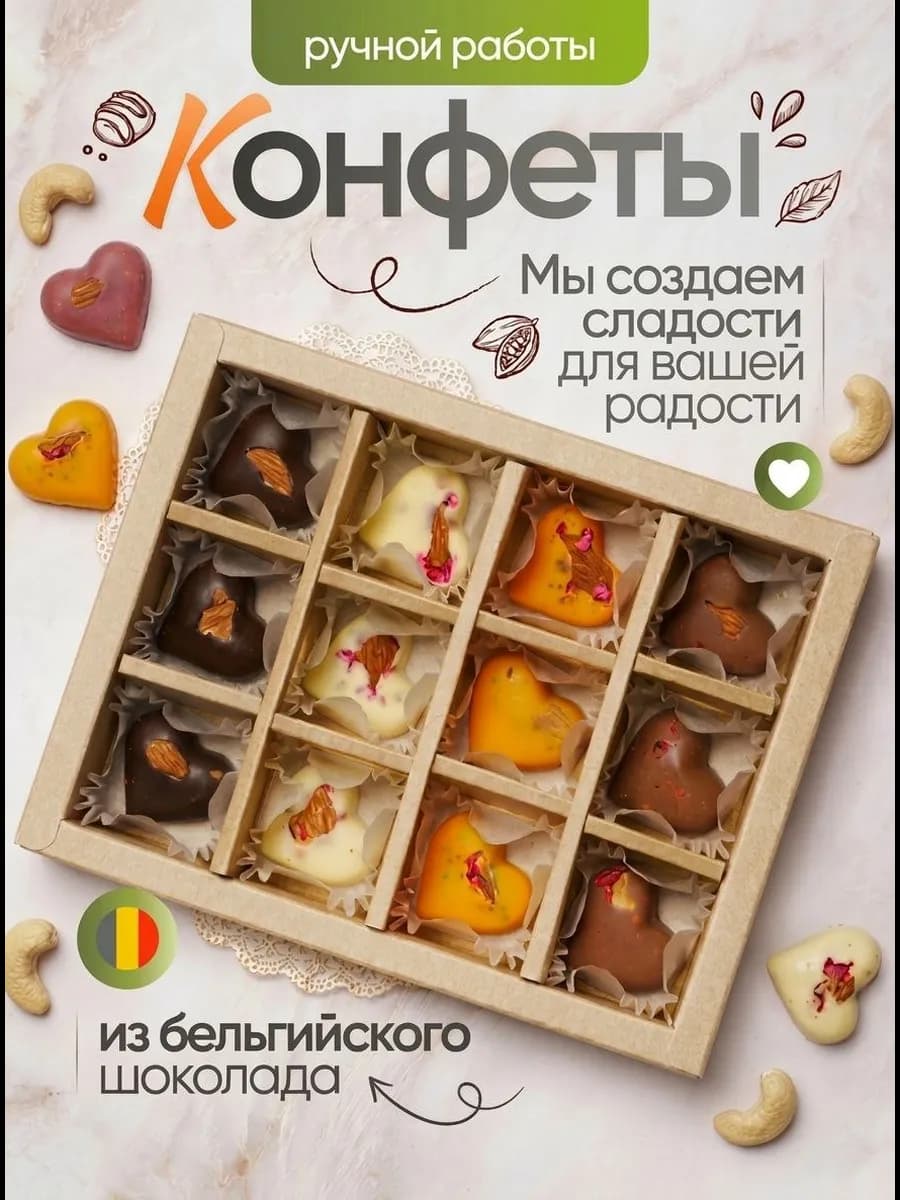 Шоколадные конфеты в коробке подарочные новогодние ассорти