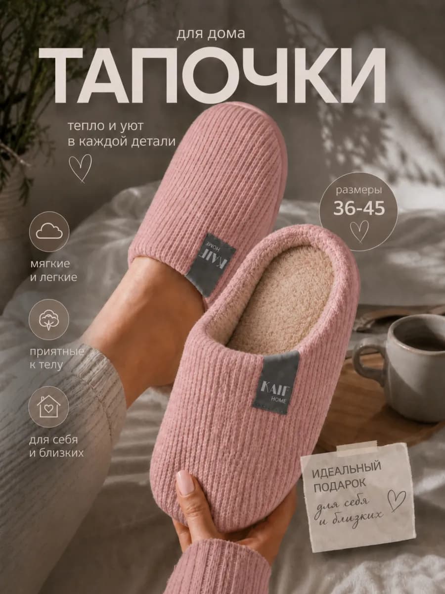 Тапочки домашние закрытые