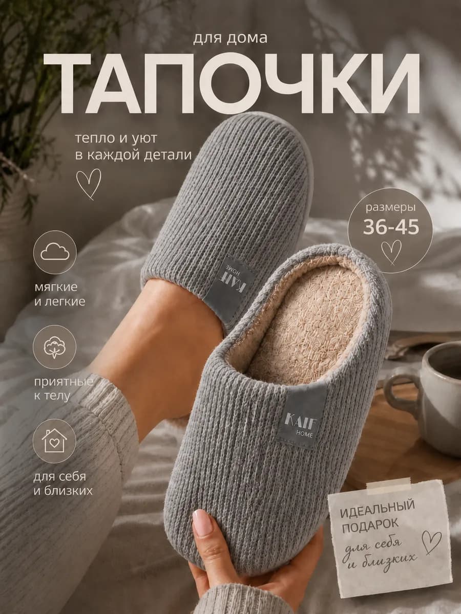 Тапочки домашние закрытые