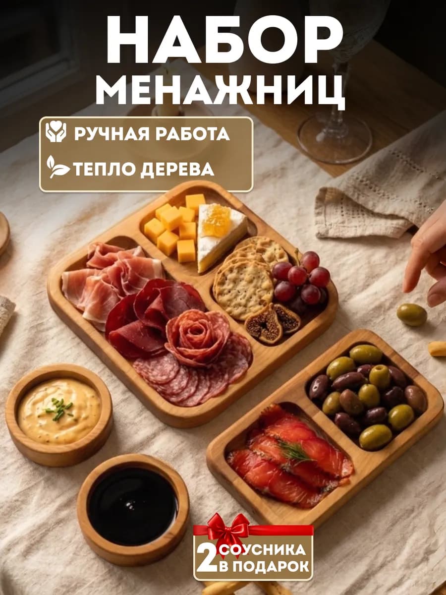 Набор менажниц деревянные береза