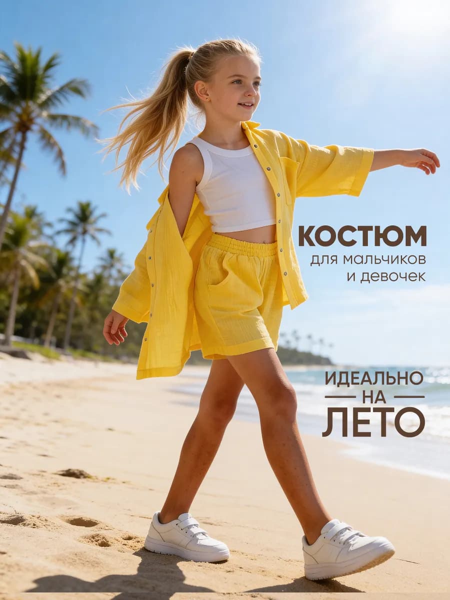 Костюм летний с шортами муслиновый