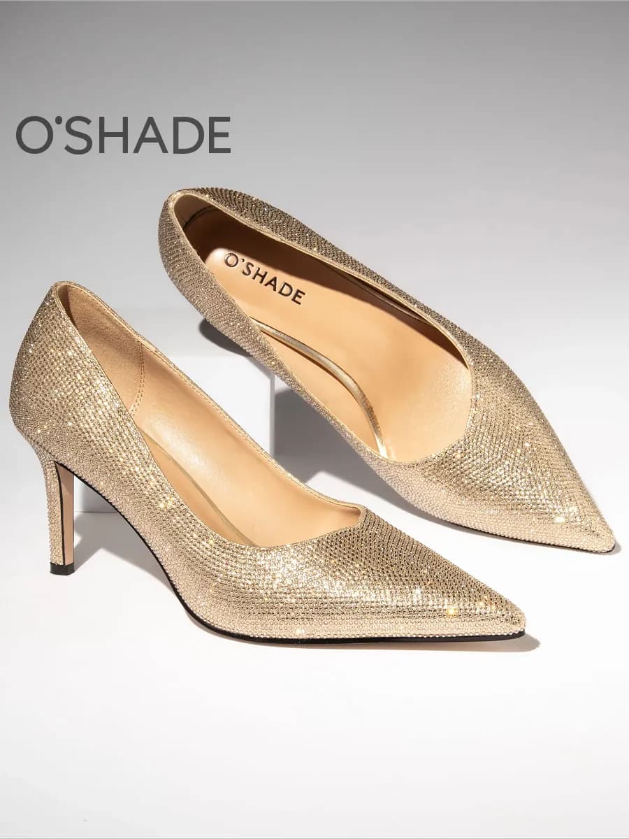 Туфли золотые женские на каблуке