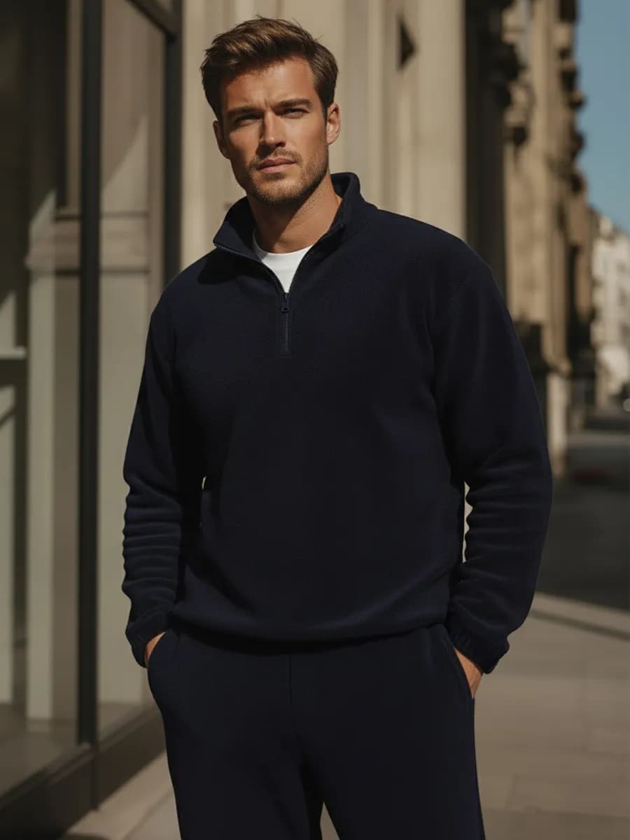 Свитшот оверсайз флис с воротником на молнии