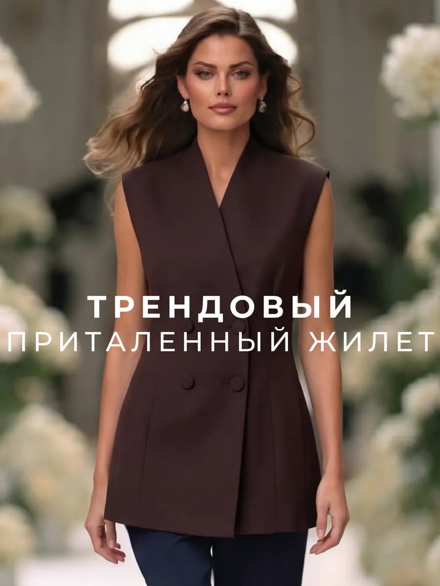 Жилетка приталенная футляр костюмная удлиненная