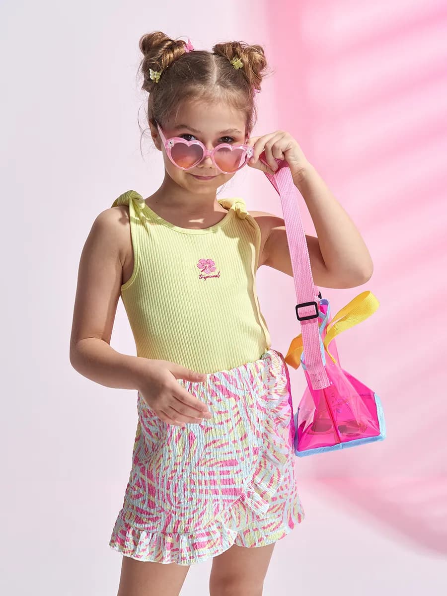 Майка на завязках с цветочком