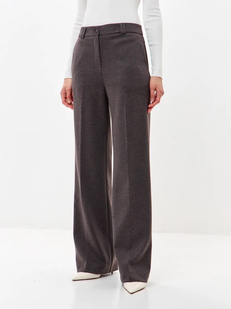 Брюки утепленные шерстяные классические прямые палаццо