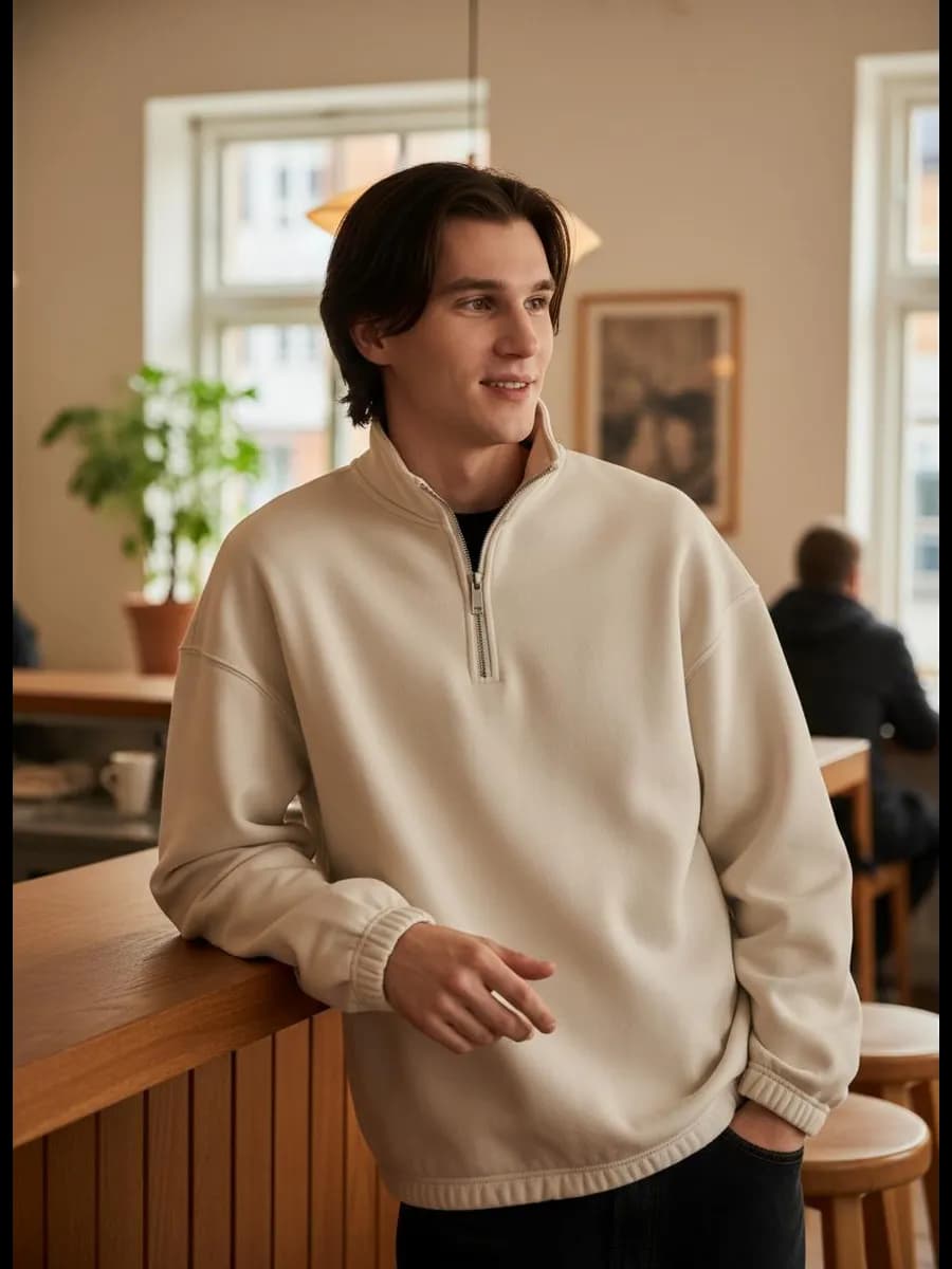 Утепленная толстовка с высоким горлом и начесом