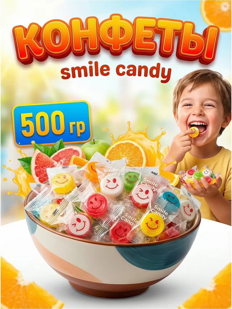 конфеты леденцы смайлик 500гр