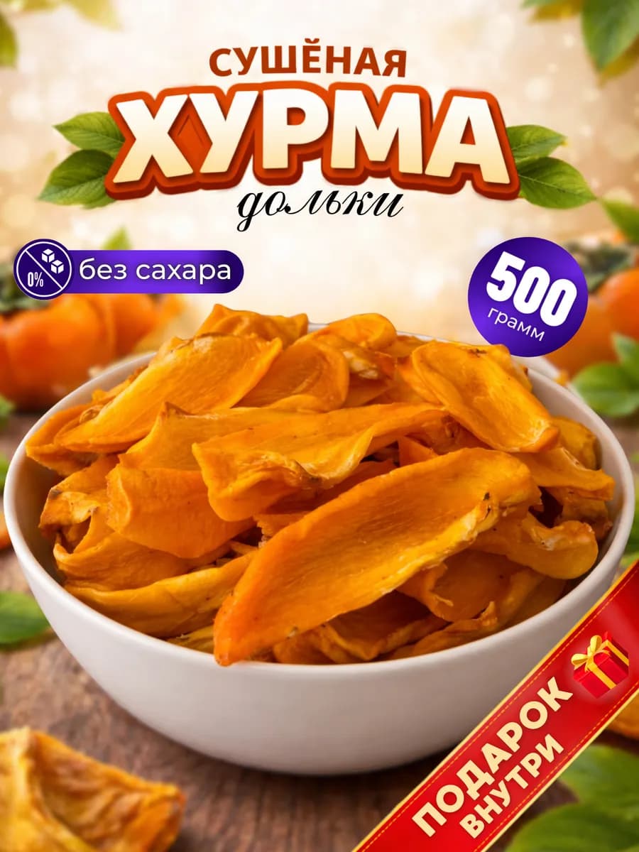 Хурма сушеная вяленая без сахара дольками 500 грамм