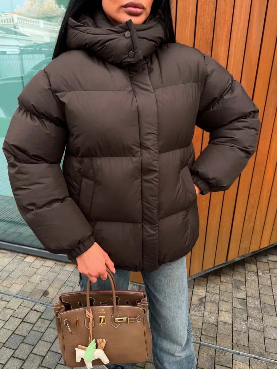 Куртка осень зима c капюшоном удлиненная