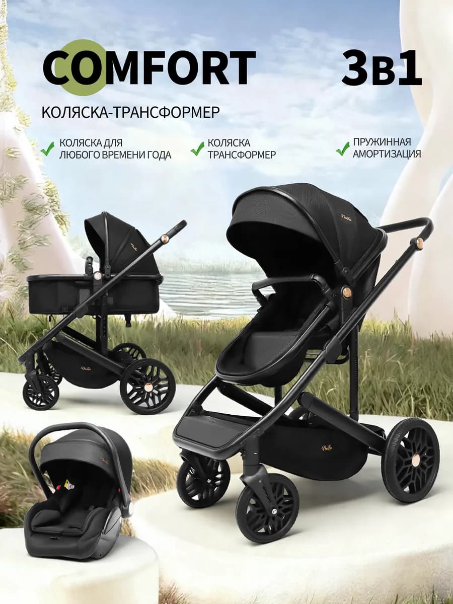 Коляска для новорожденных 3 в 1 с автолюлькой - фото 1