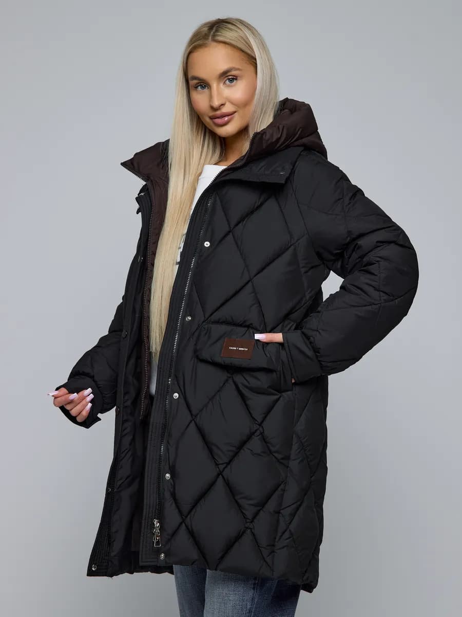 Куртка зимняя удлиненная с капюшоном