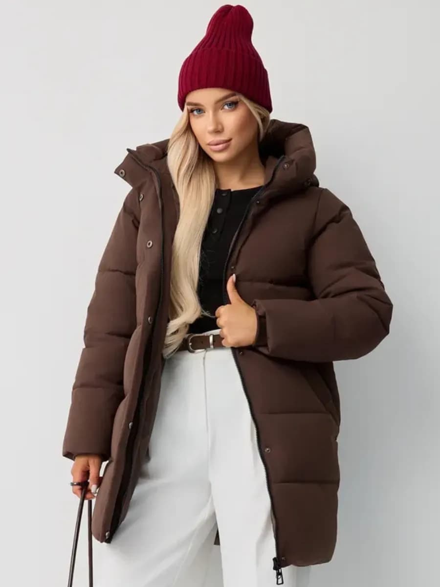 Куртка зимняя с капюшоном удлиненная до -30