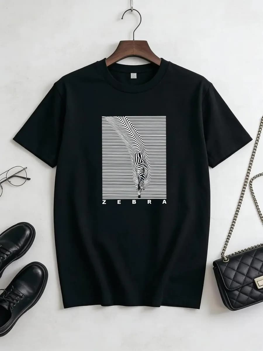 Футболка черная с принтом