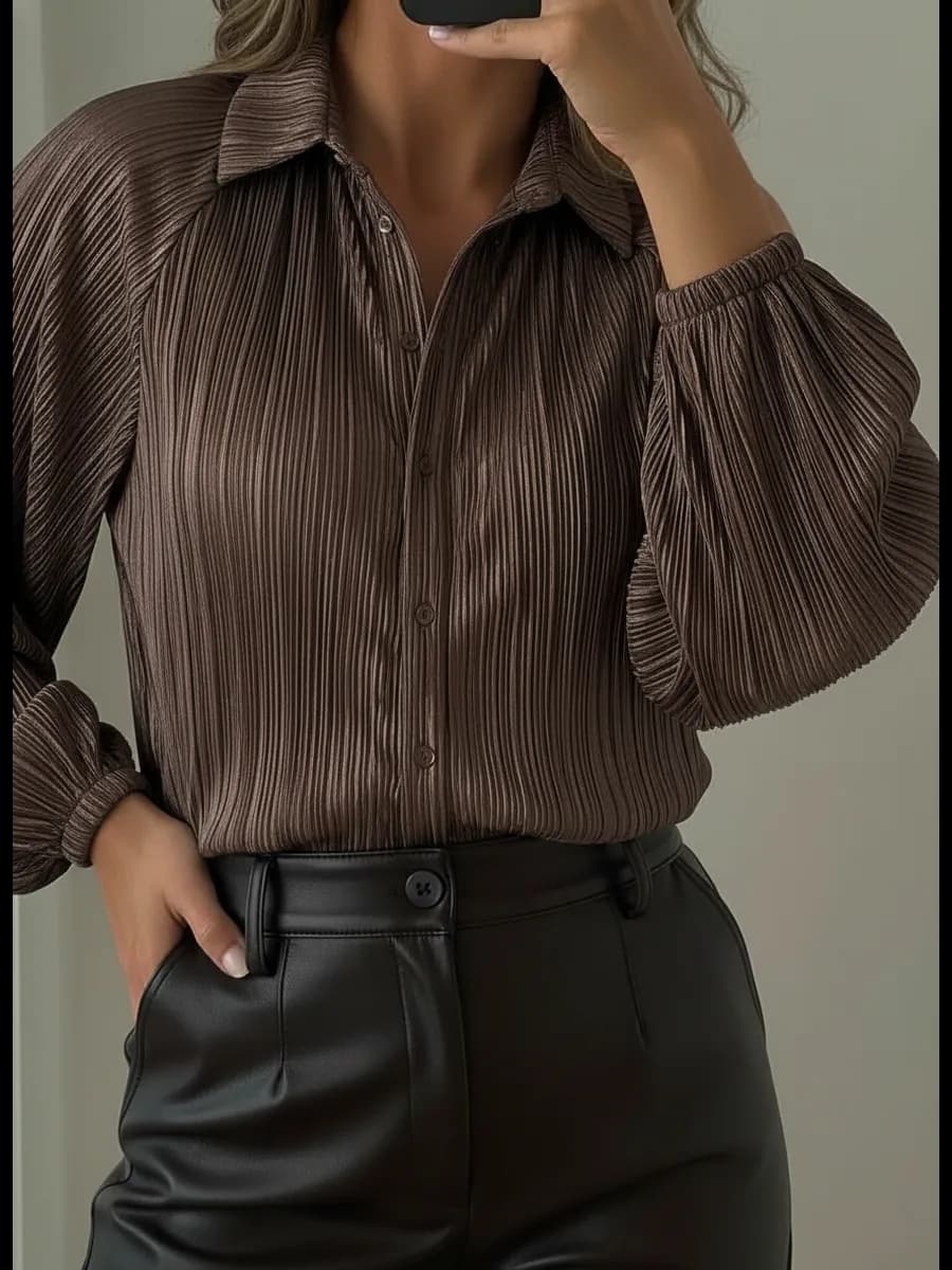 Блузка рубашка нарядная с широкими рукавами фонариками - фото 1