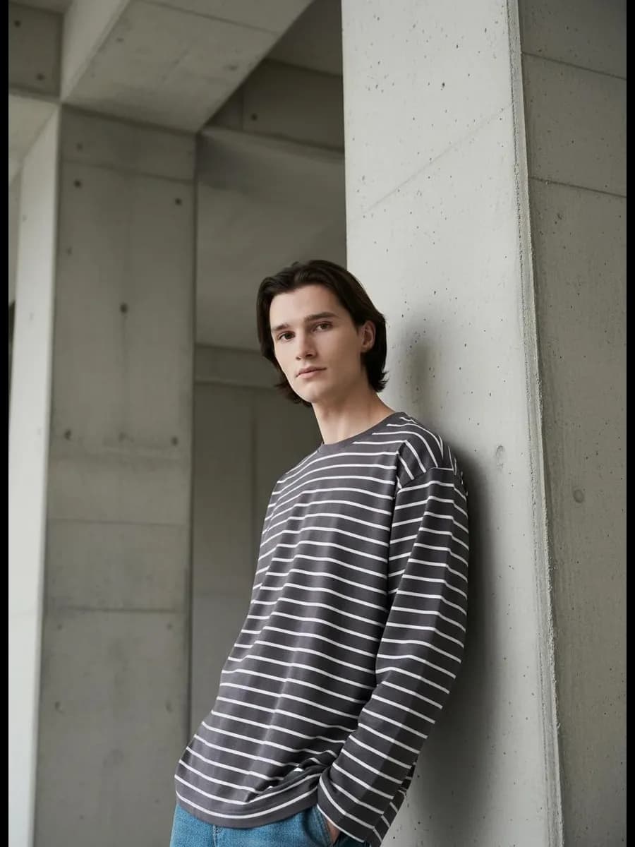 Полосатый лонгслив оверсайз