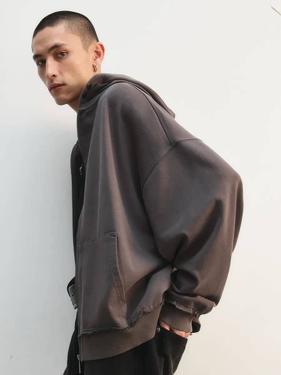 Худи-зипка из футера с вареным эффектом