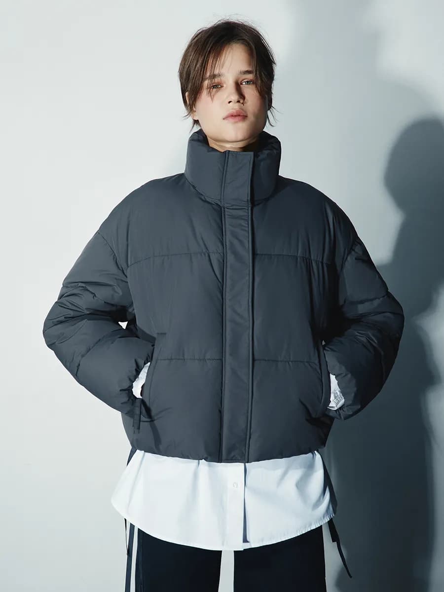 Куртка зимняя стеганая с утяжками короткая - фото 1