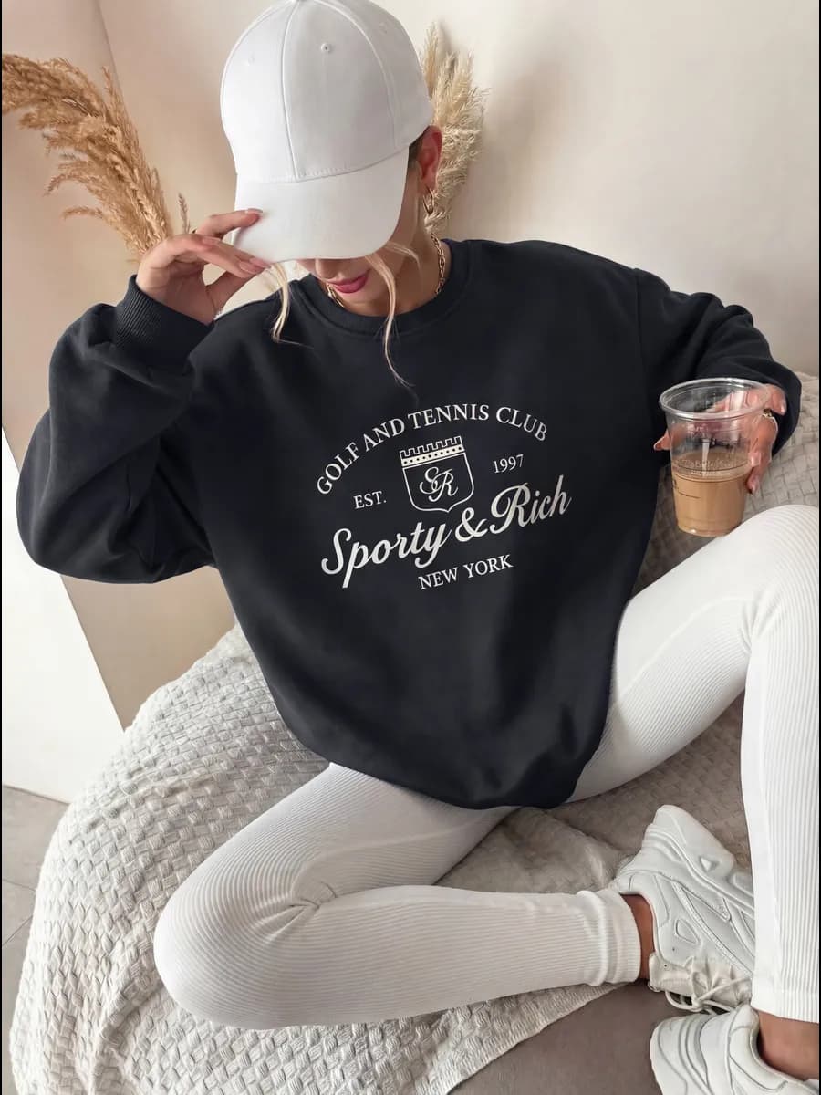 Свитшот с принтом больших размеров кофта