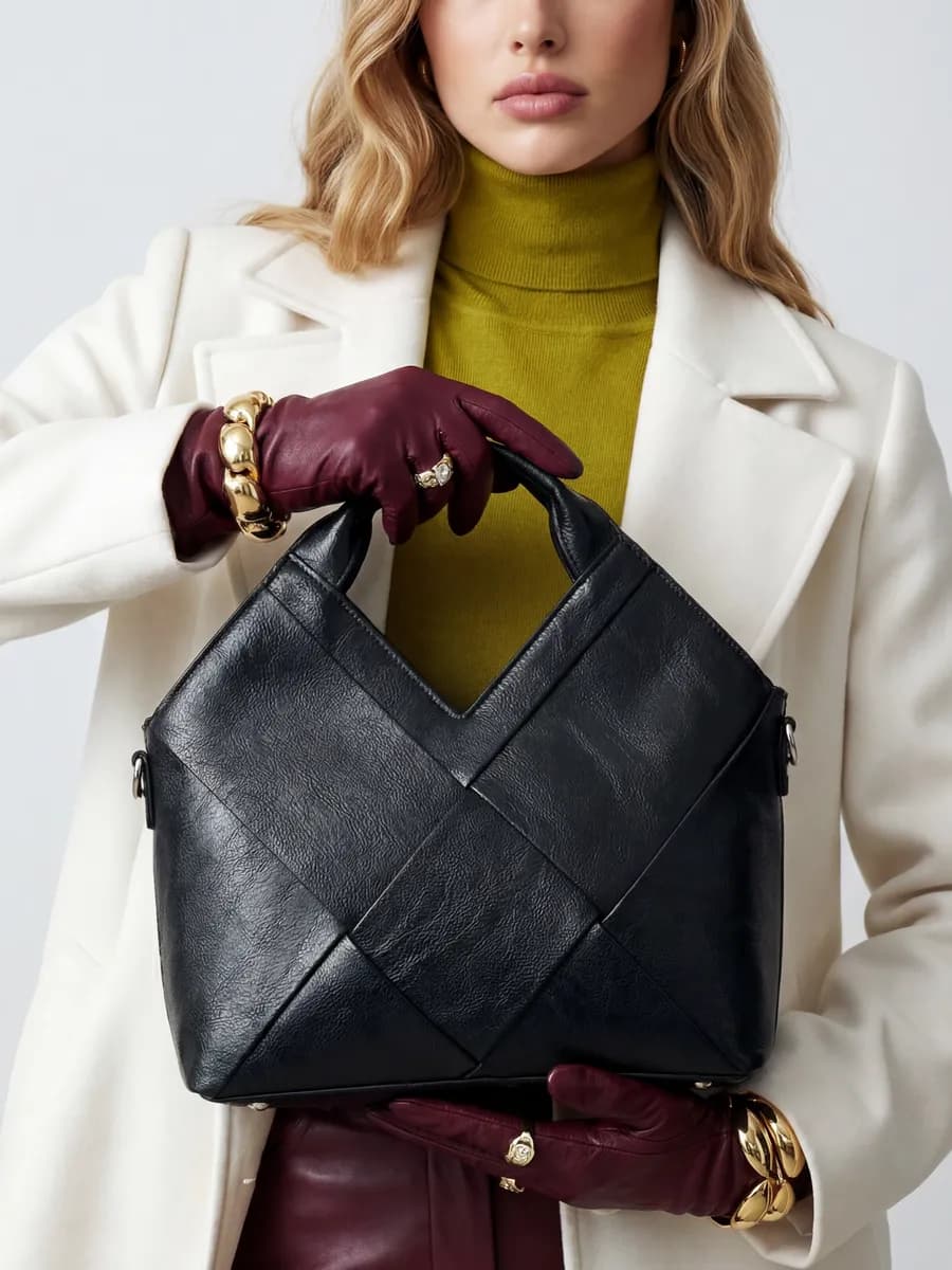 Кожаная сумка тоут через плечо большая плетеная