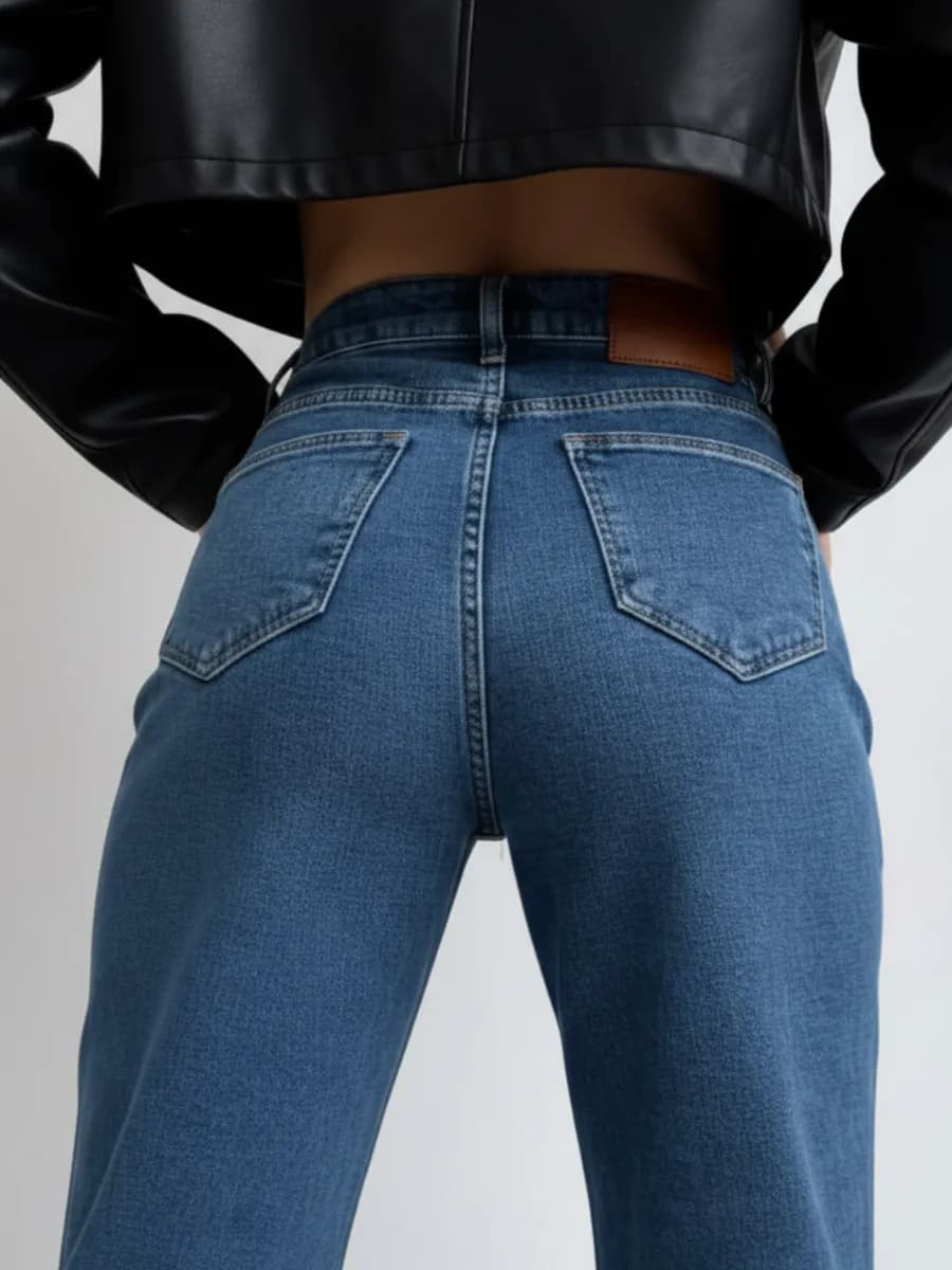 Джинсы прямые с высокой посадкой