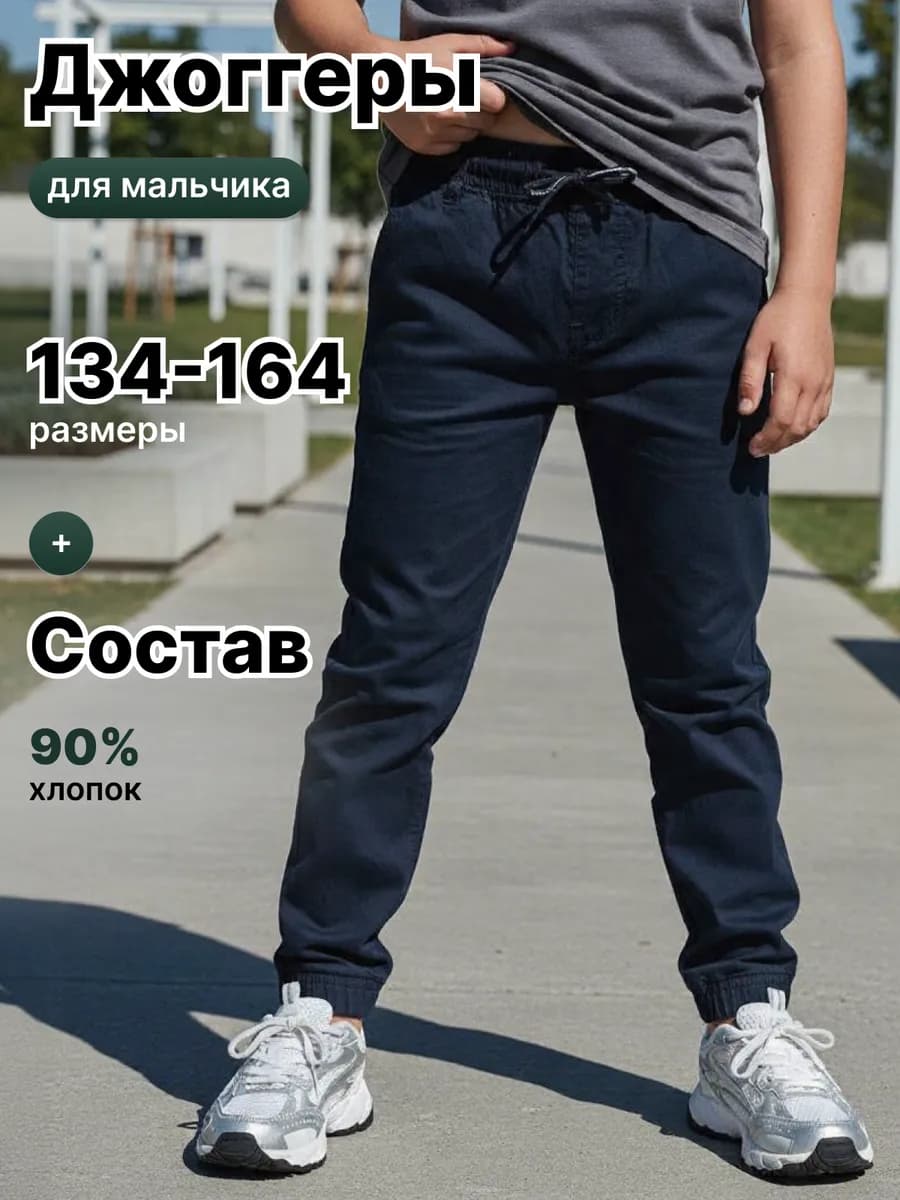 Джоггеры брюки школьные на резинке для мальчика
