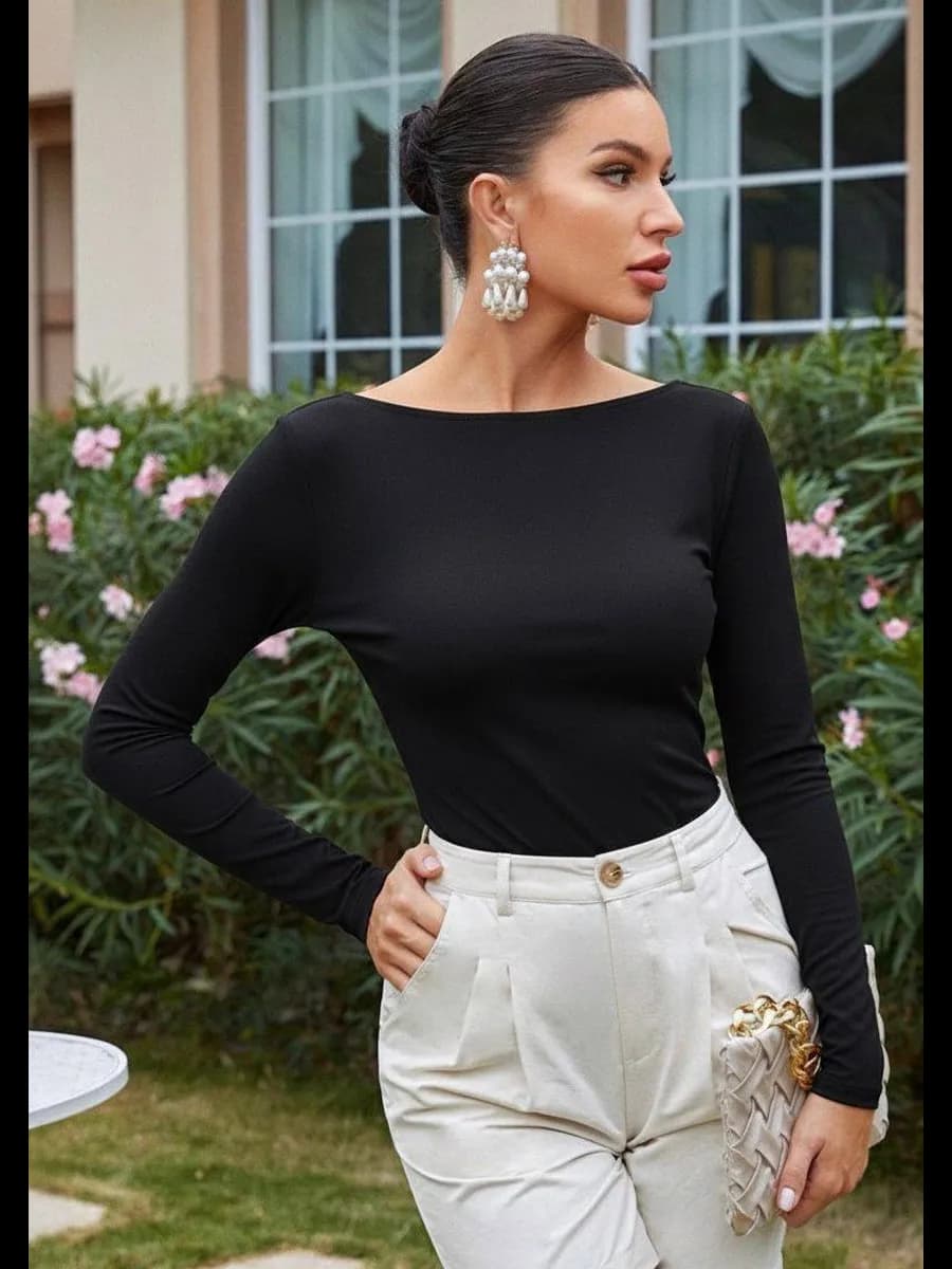 Лонгслив облегающий - фото 1