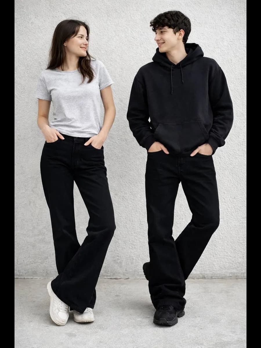 Джинсы клёш черные в стиле Rick Owens Flared