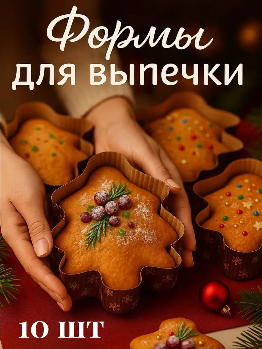 Формы для выпечки ёлочки бумажные 10 штук - фото 1