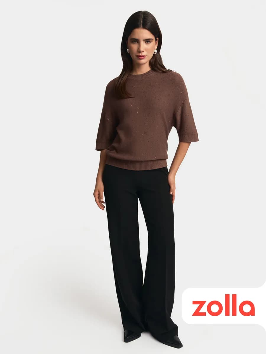 Женский вязаный джемпер с пайетками