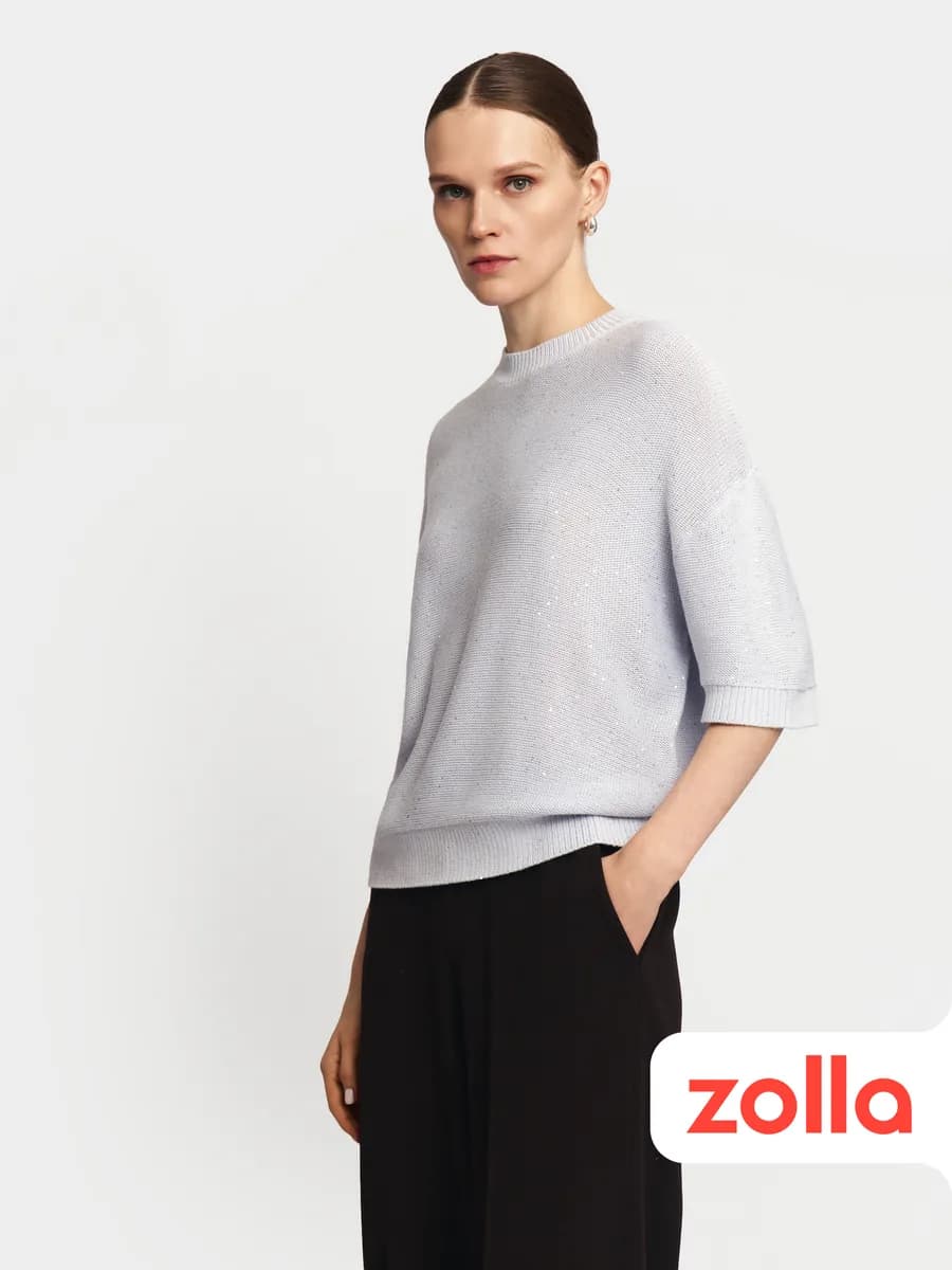 Женский вязаный джемпер с пайетками